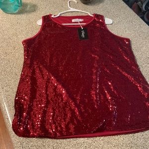 NWT Uhapy short sleeve Women's | tank top Color Wine Red  Sequined all over ♥️